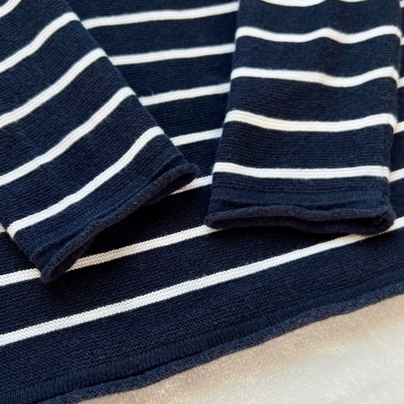 H&M Striped Crewneck Knit Sweater Navy Blue White Small S - Picture 7 of 12